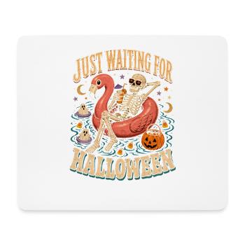 Juste en attente du flamant squelette d’Halloween - Tapis de souris (format paysage) - blanc - Devant