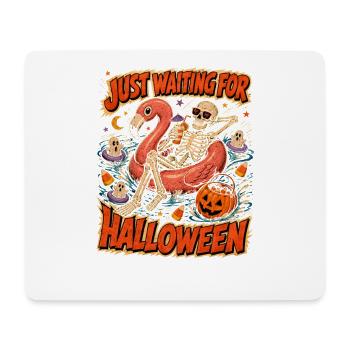 Juste en attente du flamant squelette d’Halloween - Tapis de souris (format paysage) - blanc - Devant