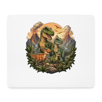 Dino family in the volcanic forest - Mouse Pad (horizontal) - white - Front