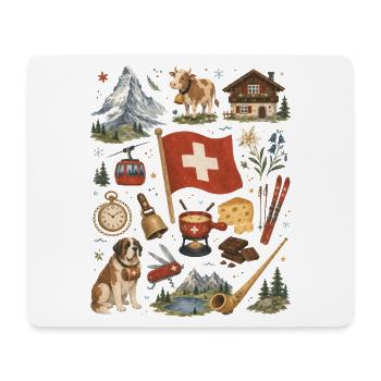 Suisse | Alpes, romance fromage et hutte - Tapis de souris (format paysage) - blanc - Devant