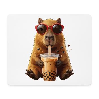 Sun hamster with bubble tea - Mouse Pad (horizontal) - white - Front