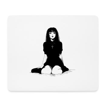 Gothic Maiden in Black Dress Illustration - Mouse Pad (horizontal) - white - Front