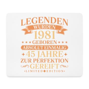 1981 Jahrgang geboren Legenden 45. Geburtstag - Mousepad (Querformat) - Weiß - Vorne