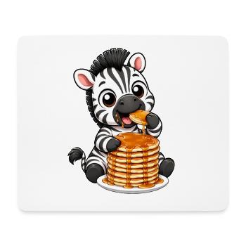 Zebra with Pancakes Funny Cartoon - Mouse Pad (horizontal) - white - Front