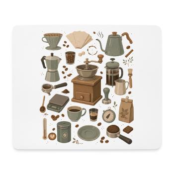 Kaffeeliebe | Barista & Handfilter - Mousepad (Querformat) - Weiß - Vorne