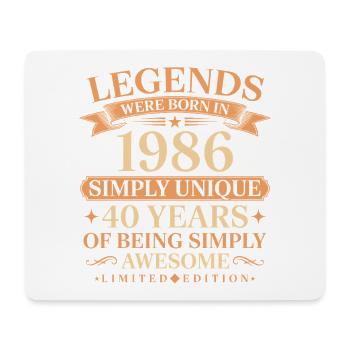 Born in 1986 Unique 40 years - Mouse Pad (horizontal) - white - Front