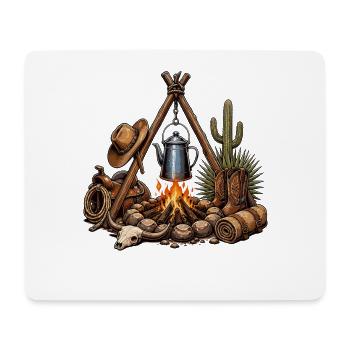 Wüsten Lagerfeuer Western Motiv - Mousepad (Querformat) - Weiß - Vorne