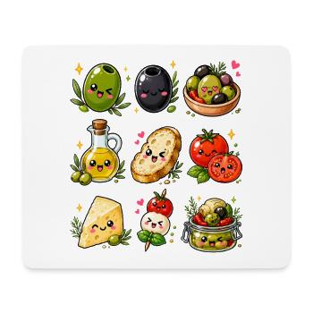 Kawaii Oliven | Mediterrane Küche - Mousepad (Querformat) - Weiß - Vorne