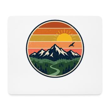 Coucher de soleil sur les montagnes et coucher de soleil rétro des Alpes - Tapis de souris (format paysage) - blanc - Devant