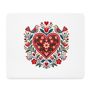 Folk Art Herz – Florale Liebe - Mousepad (Querformat) - Weiß - Vorne