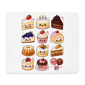Kawaii Kuchen | Torten & Desserts - Mousepad (Querformat) - Weiß - Vorne