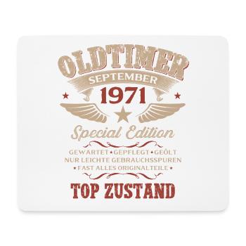 55. Geburtstag Geschenk Oldtimer September 1971 - Mousepad (Querformat) - Weiß - Vorne