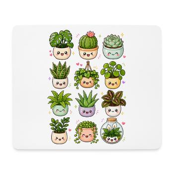 Kawaii Zimmerpflanzen | Urban Jungle - Mousepad (Querformat) - Weiß - Vorne