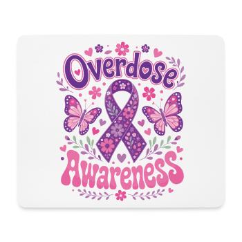 Overdose Awareness Month Lila Band Blumen - Mousepad (Querformat) - Weiß - Vorne
