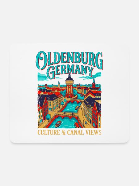 City Oldenburg Germany Culture And Canal Views - Mousepad (Querformat) - Weiß