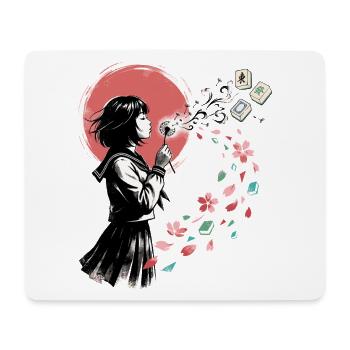 Mahjong Mädchen Japanisches Design - Mousepad (Querformat) - Weiß - Vorne