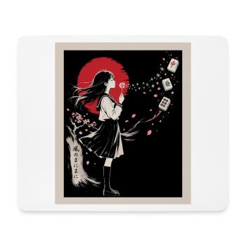 Mahjong Mädchen Japanisches Design - Mousepad (Querformat) - Weiß - Vorne