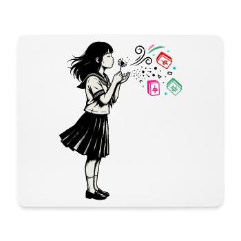 Mahjong Mädchen Japanisches Design - Mousepad (Querformat) - Weiß - Vorne