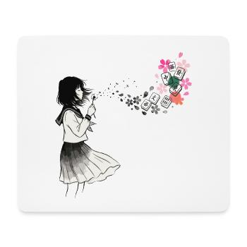 Mahjong Mädchen Japanisches Design - Mousepad (Querformat) - Weiß - Vorne