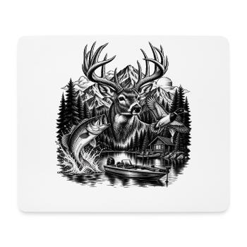 Wilderness Hunting Fishing & Camping Vintage Badge - Mousepad (Querformat) - Weiß - Vorne