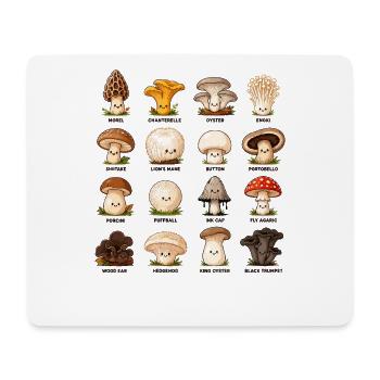 Kawaii-pilzarten-chart Niedliche Pilze Sammelkunst - Mousepad (Querformat) - Weiß - Vorne