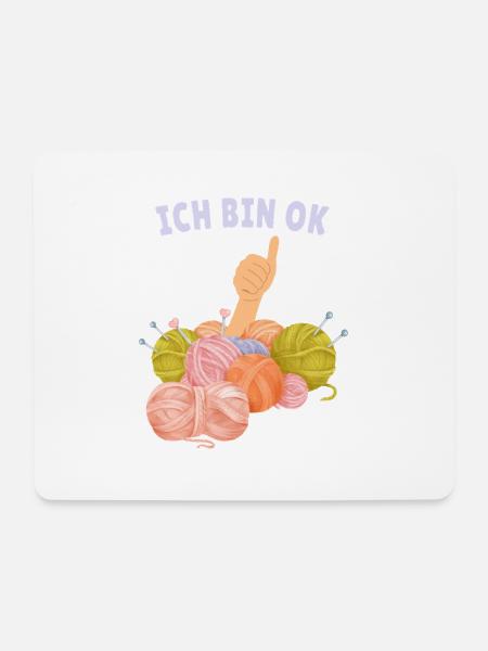 Ich bin OK – Bunte Wolle, gute Laune - Mousepad (Querformat) - Weiß