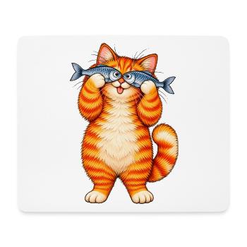 Chat Roux Drôle - Les Jumelles en Poisson - Mousepad (Querformat) - Weiß - Vorne