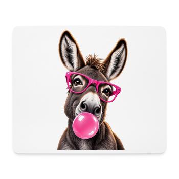 Âne Cool avec Lunettes Roses et Bubble Gum - Mousepad (Querformat) - Weiß - Vorne