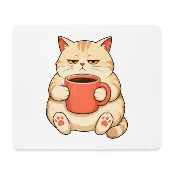 Orangefarbene getigerte Katze braucht Kaffee, um zu funktionieren - Mousepad (Querformat) - Weiß - Vorne
