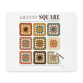 Granny Square Häkelmuster Bunte Wolle - Mousepad (Querformat) - Weiß - Vorne