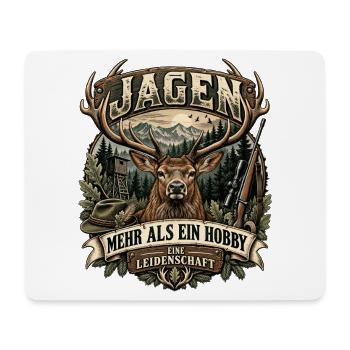 Leidenschaft Jagd jagen Wald Reh Hirsch Hobby - Mousepad (Querformat) - Weiß - Vorne