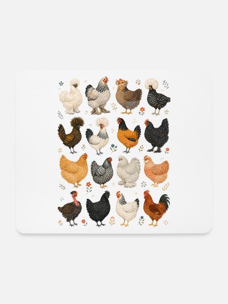 Hühner | Bauernhof & Geflügel - Mousepad (Querformat) - Weiß