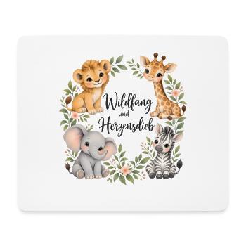 Wildfang und Herzensdieb Safari Tiere Aquarell - Mousepad (Querformat) - Weiß - Vorne