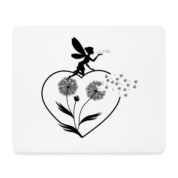 Schmetterlingdesign Pusteblumen Wiese Herzen Feen - Mousepad (Querformat) - Weiß - Vorne
