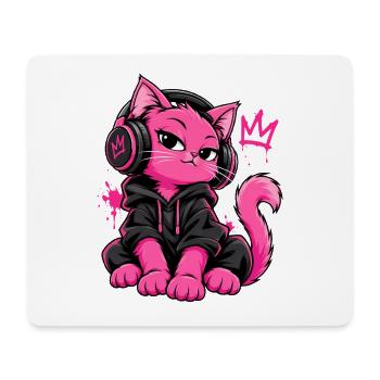 Neon Pinke Katze Y2K Streetwear Aesthetic - Mousepad (Querformat) - Weiß - Vorne