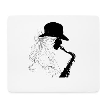 Weiblicher Saxophonist - Mousepad (Querformat) - Weiß - Vorne