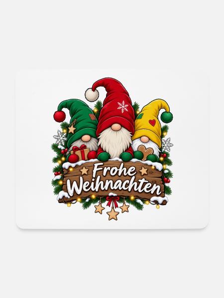 Frohe Weihnachten – Lustige Weihnachtswichtel - Mousepad (Querformat) - Weiß