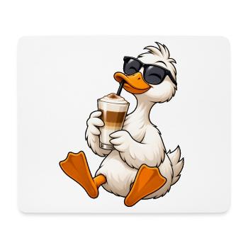 Ente mit Latte Macchiato - Mousepad (Querformat) - Weiß - Vorne