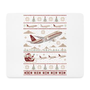 Weihnachtspullover mit Flugzeugmotiv - Mousepad (Querformat) - Weiß - Vorne