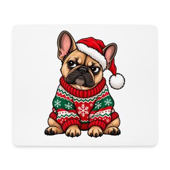 Weihnachten Bulldogge Frenchie Hund Geschenk - Mousepad (Querformat) - Weiß - Vorne