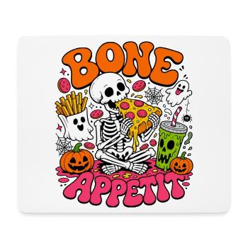 Bone Appetit lustiges Halloween-Skelett isst Pizza - Mousepad (Querformat) - Weiß - Vorne