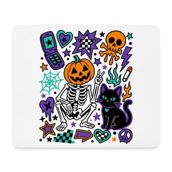Y2K Gruseliges Halloween-Kürbisskelett - Mousepad (Querformat) - Weiß - Vorne