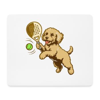 Tennishund: Energie und Spaß - Mousepad (Querformat) - Weiß - Vorne