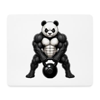 Panda Kettlebell Bodybuilder Fitness Cartoon - Mousepad (Querformat) - Weiß - Vorne