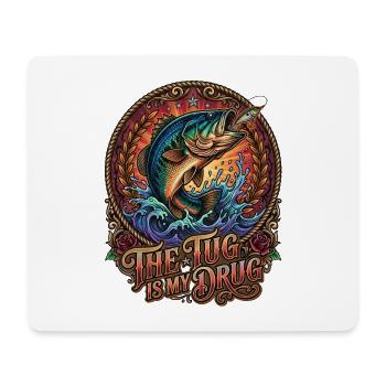 The Tug is my Drug Lustiges Fischliebhaber Angler - Mousepad (Querformat) - Weiß - Vorne