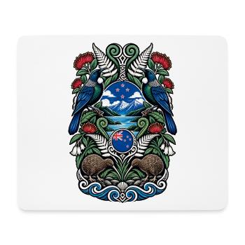 Neuseeland | Kiwi, Tui & Silberfarn - Mousepad (Querformat) - Weiß - Vorne