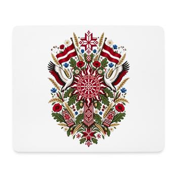 Lettland | Volkskunst, Störche & Eichen - Mousepad (Querformat) - Weiß - Vorne