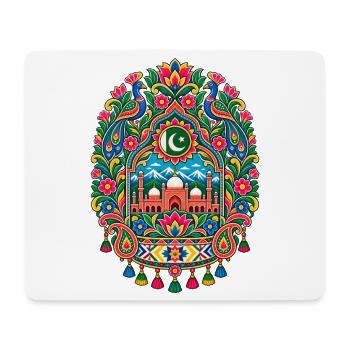 Pakistan | Pfauen, Moschee & Paisley - Mousepad (Querformat) - Weiß - Vorne
