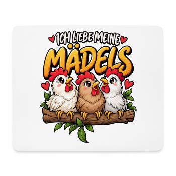 Hühner Ich liebe meine Mädels Hühnerstall - Mousepad (Querformat) - Weiß - Vorne