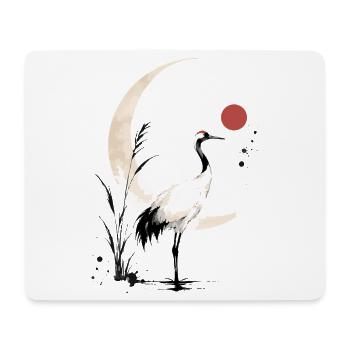 Mondsichelkranich - Mousepad (Querformat) - Weiß - Vorne